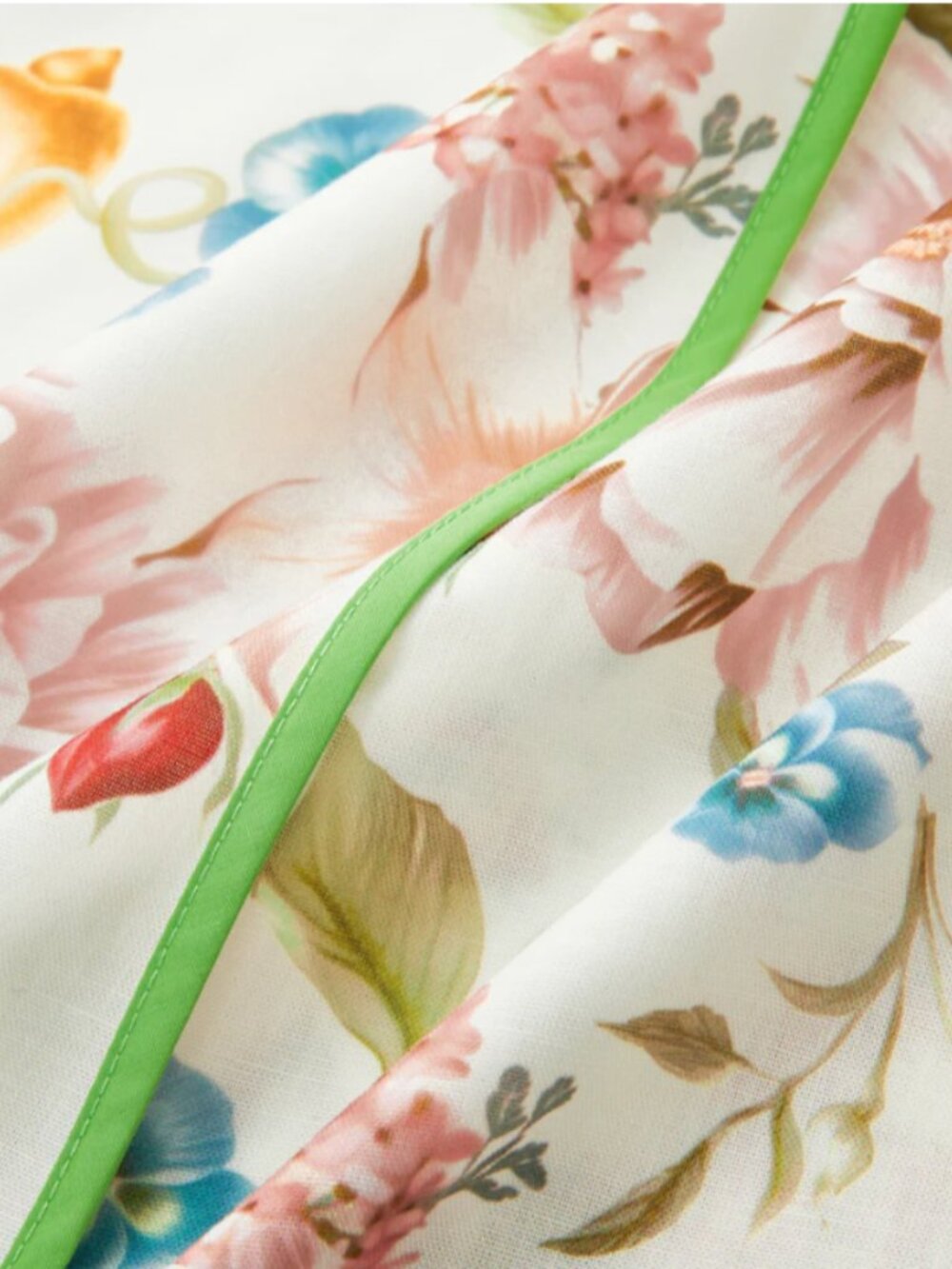 Commense White Floral Maxi Dress with Green Piping - Picture 5 of 5